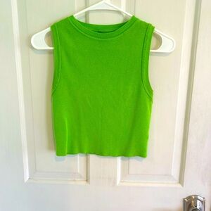 Knit cloth tank top bright green